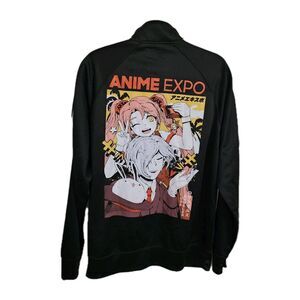 Omocat x AX Track Jacket Mens Large Black Anime Expo Los Angeles Full Zip Fleece